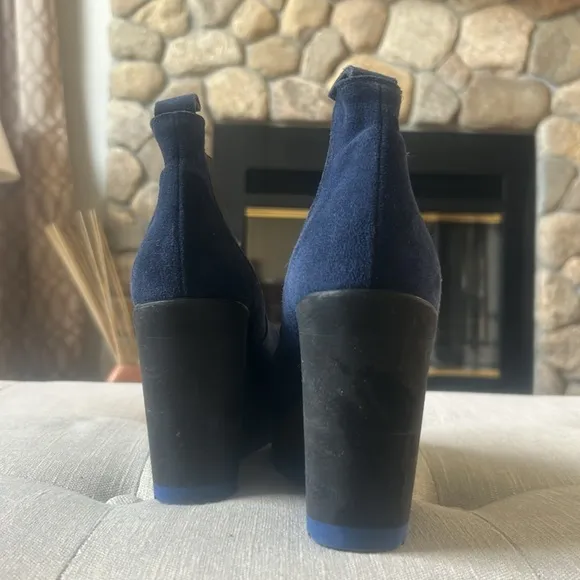 Frankie Segal Women's Navy Wedge Ankle Boots Size 36