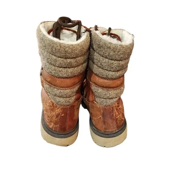 Frankie4 Boots Sherpa Lace &amp; Zip Up Size 8 Leather Combat Winter Moto Hiking