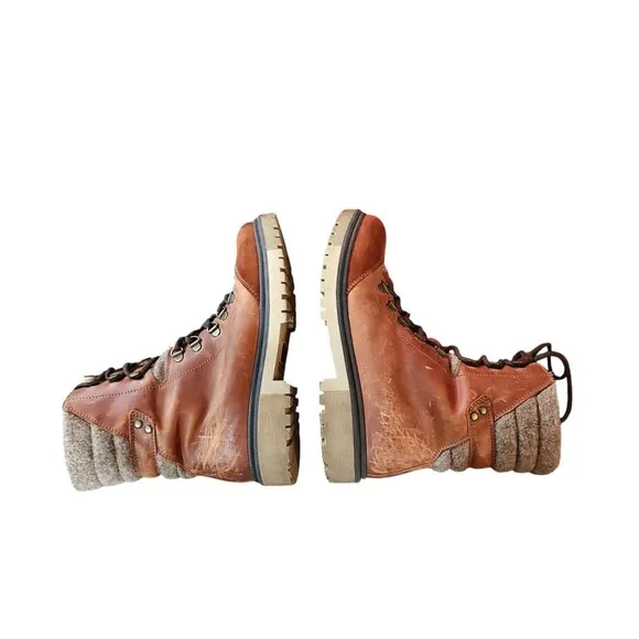 Frankie4 Boots Sherpa Lace &amp; Zip Up Size 8 Leather Combat Winter Moto Hiking