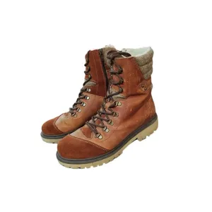 Frankie4 Boots Sherpa Lace &amp; Zip Up Size 8 Leather Combat Winter Moto Hiking