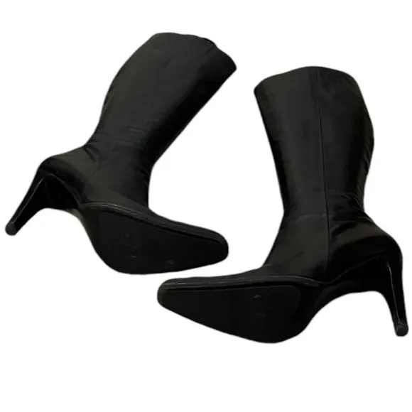 Fratelli Rossetti lLeather  Stiletto Tall Mob Wife Boots Black Size 39/8