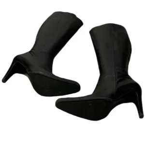 Fratelli Rossetti lLeather  Stiletto Tall Mob Wife Boots Black Size 39/8