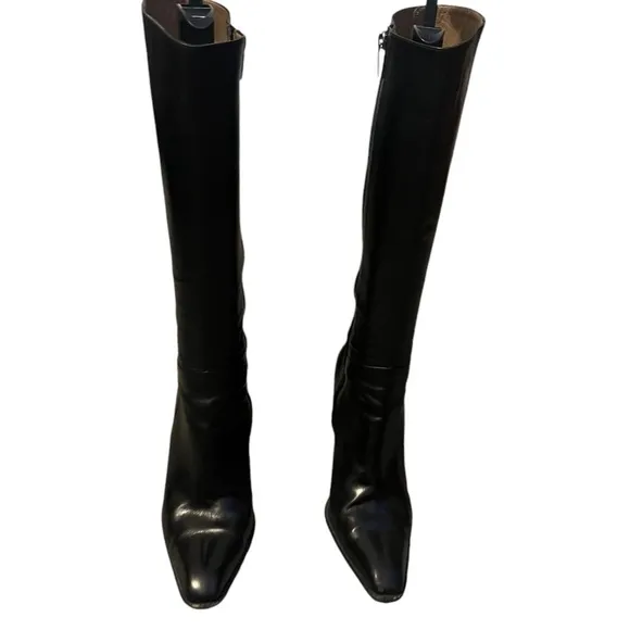 Fratelli Rossetti lLeather  Stiletto Tall Mob Wife Boots Black Size 39/8