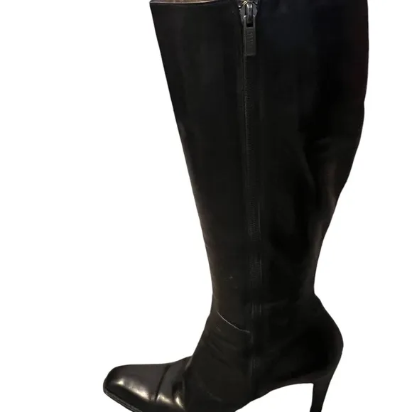 Fratelli Rossetti lLeather  Stiletto Tall Mob Wife Boots Black Size 39/8