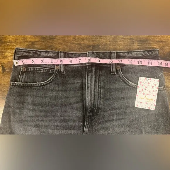 Free People black raw hem denim mini skirt-Size 28