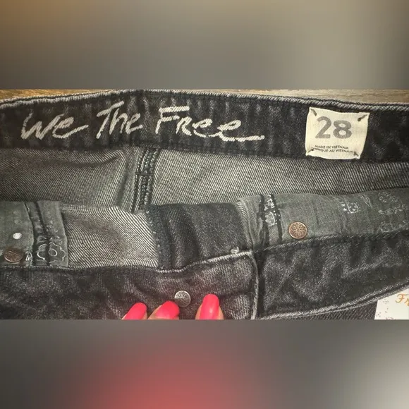Free People black raw hem denim mini skirt-Size 28