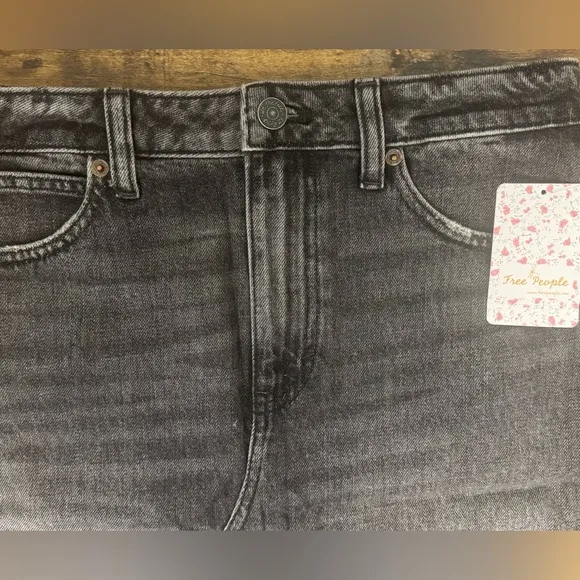 Free People black raw hem denim mini skirt-Size 28