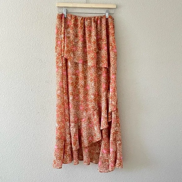Free People Boho Chic Sheer Floral Skirt