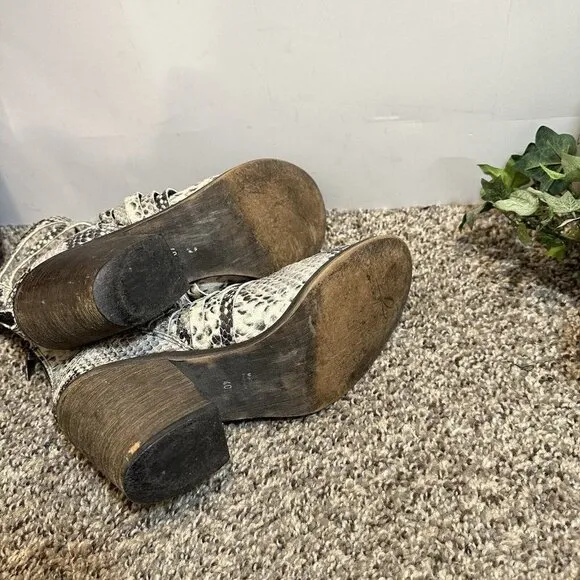 Free People Carrera Ankle Boots Woven Caged Snake Skin Block Heel Zip 40 US 10