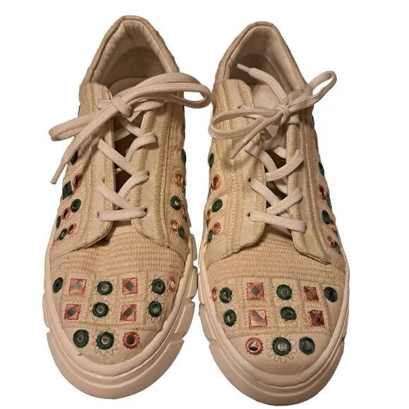 Free People Catch Me If You Can Womens Mirror Combo Crochet Sneakers US Sz 10