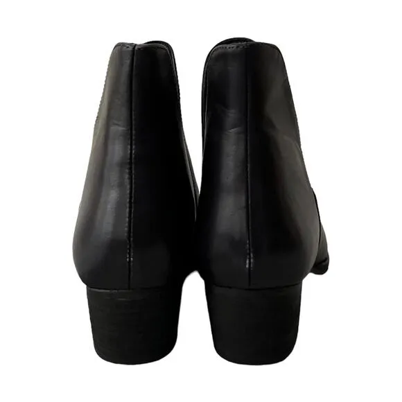Free People Charm Double V Ankle Black Leather Boots Size 38 EU