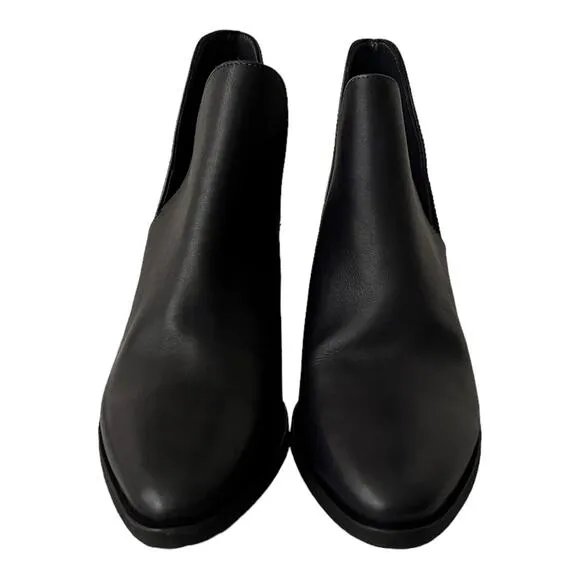 Free People Charm Double V Ankle Black Leather Boots Size 38 EU