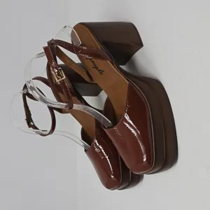 Free People Double Stack Platform Brown Mary Janes Women's Size  40