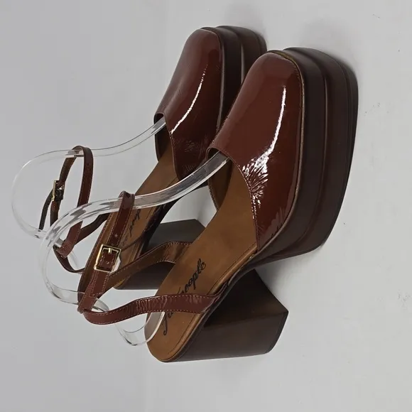 Free People Double Stack Platform Brown Mary Janes Women's Size  40