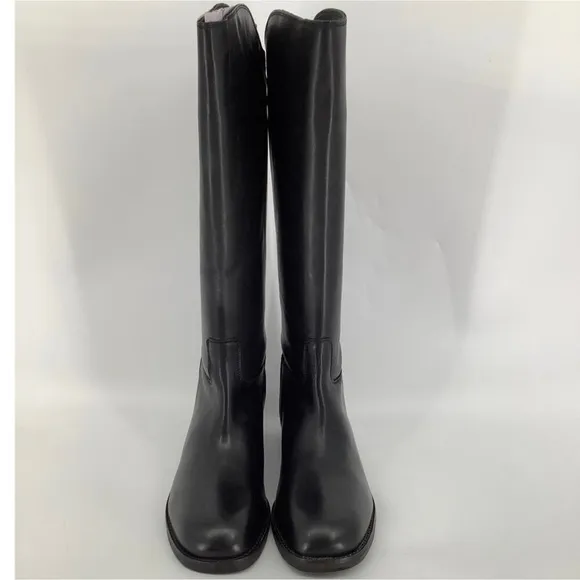 Free People Faded Black Everly Equestrian Boots Leather Zipper Back