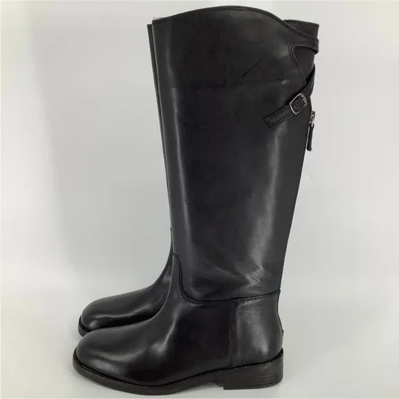 Free People Faded Black Everly Equestrian Boots Leather Zipper Back