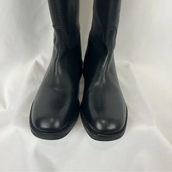 Free People Faded Black Everly Equestrian Boots Leather Zipper Back
