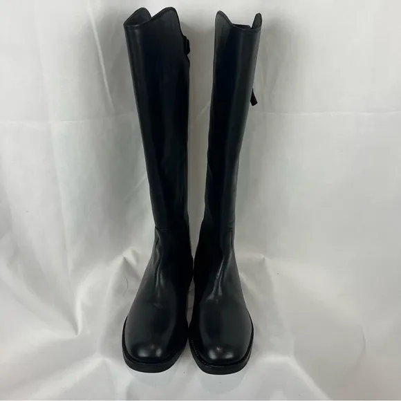 Free People Faded Black Everly Equestrian Boots Leather Zipper Back