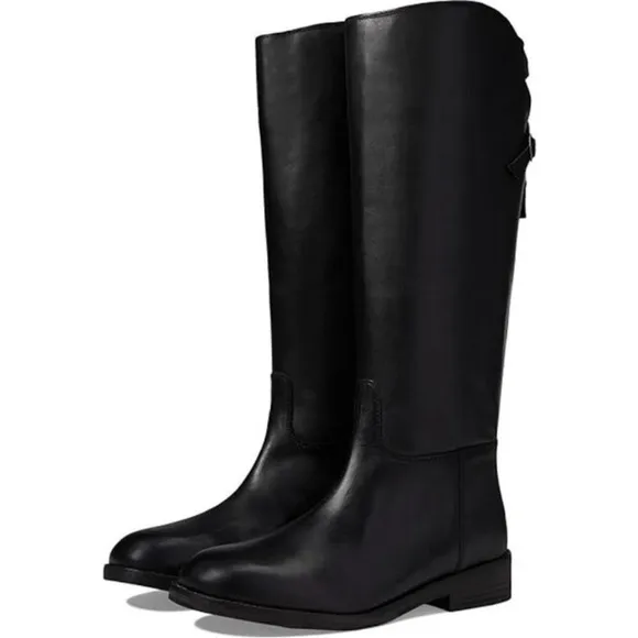 Free People Faded Black Everly Equestrian Boots Leather Zipper Back