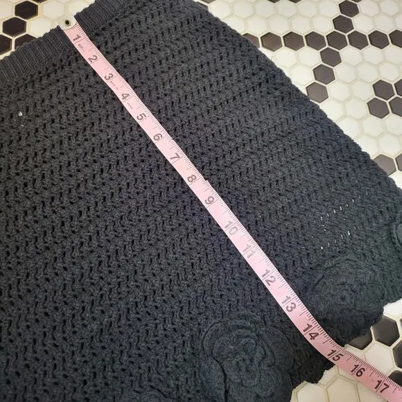 Free People Flora Crochet Mini Skirt Black XL