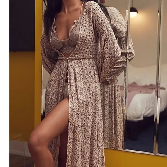 Free People intimately free  Kadence beaded smocked  Robe / Duster