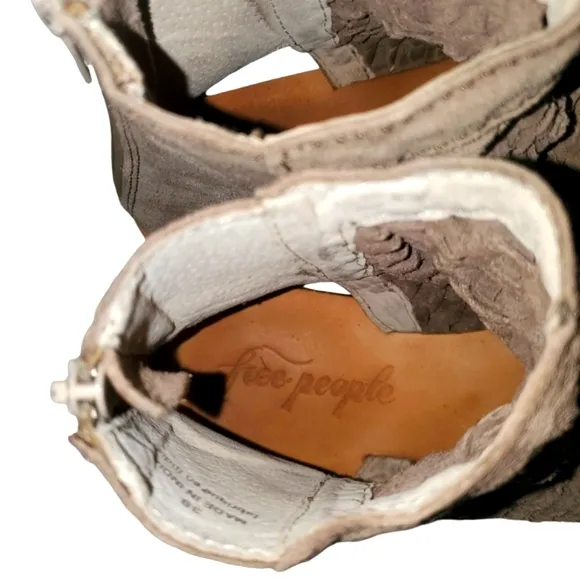 FREE PEOPLE Island Cruiser Taupe Suede Zip-up Sandals Women's Size EU 38 USA 7.5