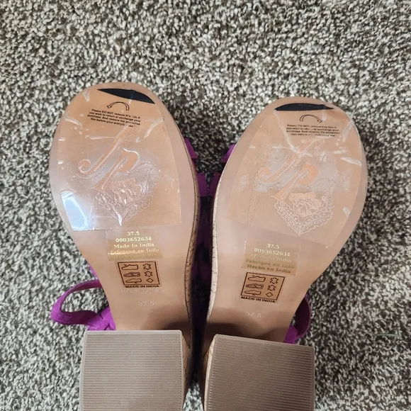 Free People Lisbon Cork Platform Shoes In Verbena Suede Size 37.5 / 7.5