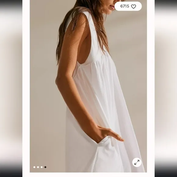 Free People Madelyn Midi Oversized Dress With Pockets Ivory. 🆕 XS