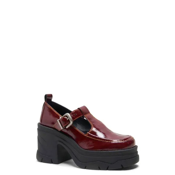 FREE PEOPLE Mayla Mary Jane Platform Heels Women’s Patent Leather 7.5 Raspberry