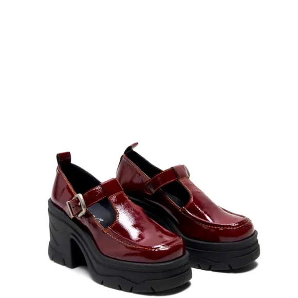 FREE PEOPLE Mayla Mary Jane Platform Heels Women’s Patent Leather 7.5 Raspberry