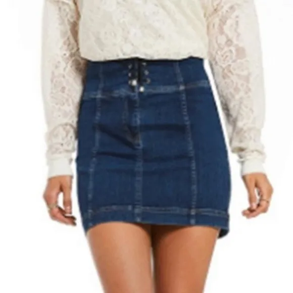 Free People Modern Femme corset denim Skirt sz 10