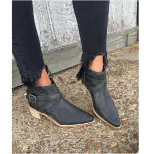 Free People |NIB Black Back Loop Washed Ankle Boots SZ 6