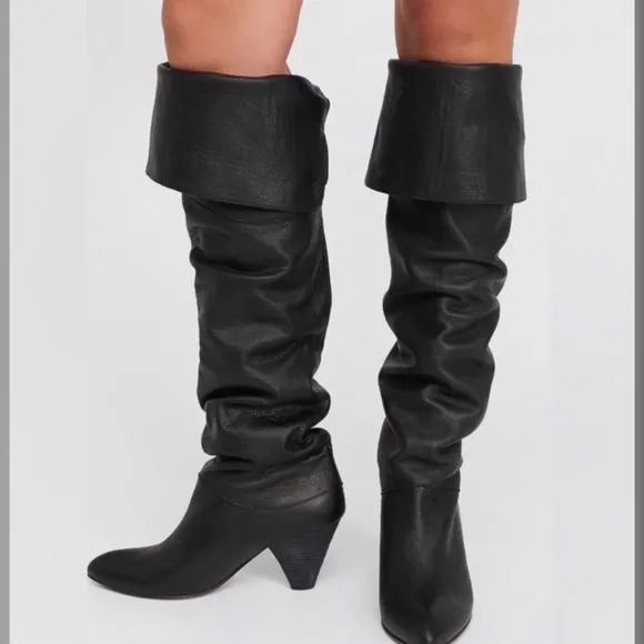 Free People Slouchy Leather Boots Size 36