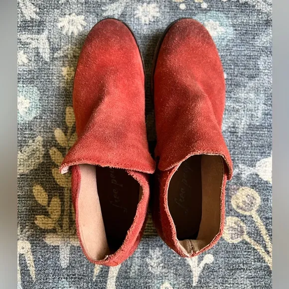 Free People Summit red suede ankle boots