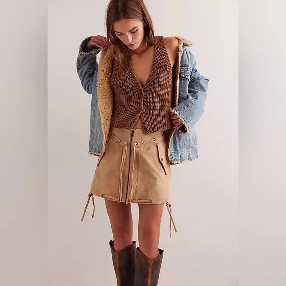 Free People We The Free Sierra Mini Skirt in Chesapeake