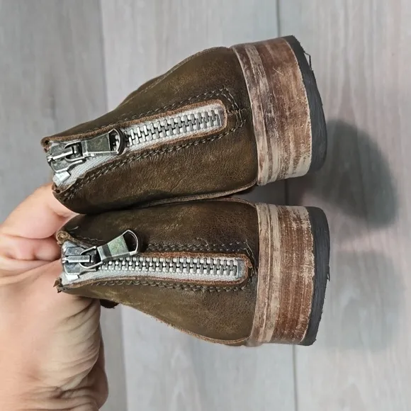 Free People Women Lost valley Ankle Sliced Leather Boots boho shoes sz 38/7.5-8