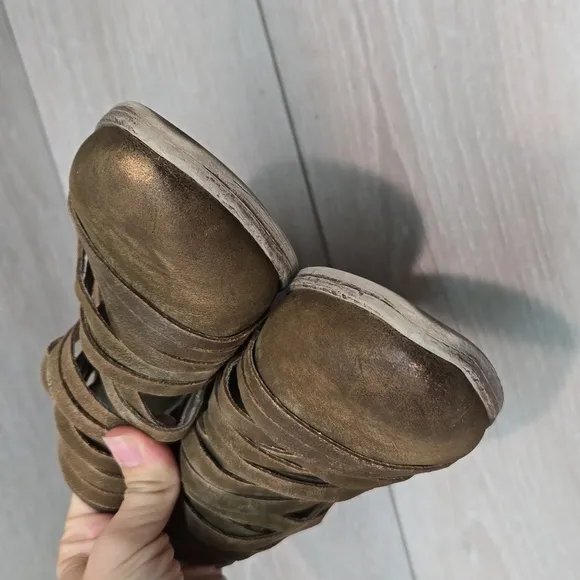 Free People Women Lost valley Ankle Sliced Leather Boots boho shoes sz 38/7.5-8
