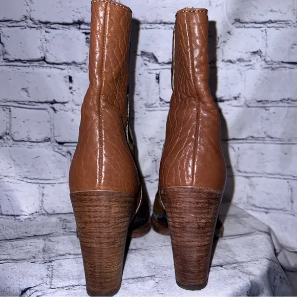 Free People Women’s Brown Leather Pony Hair Ankle Boots Size 38