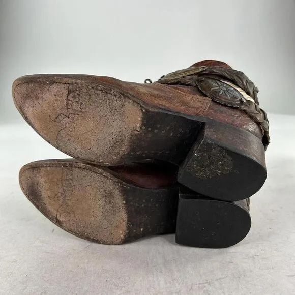 Freebird by Steven Womens Brown Leather Western Booties US 6 Belted Ankle Boots
