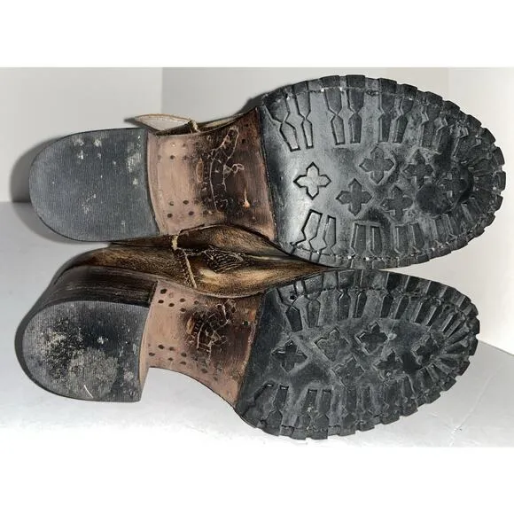 FREEBIRD Carlito Brown Leather Women's Casual Boho‎ Western Mid Ankle Boots Sz 7