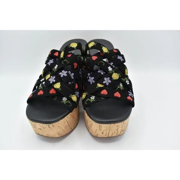 Free People Womens Size EU 38 US 8 Lisbon Platform Black Suede Slip On Sandals