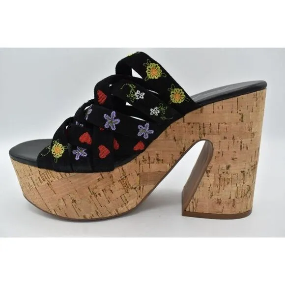 Free People Womens Size EU 38 US 8 Lisbon Platform Black Suede Slip On Sandals