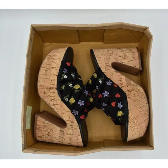 Free People Womens Size EU 38 US 8 Lisbon Platform Black Suede Slip On Sandals
