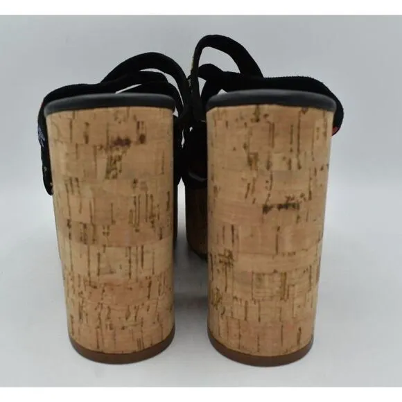 Free People Womens Size EU 38 US 8 Lisbon Platform Black Suede Slip On Sandals