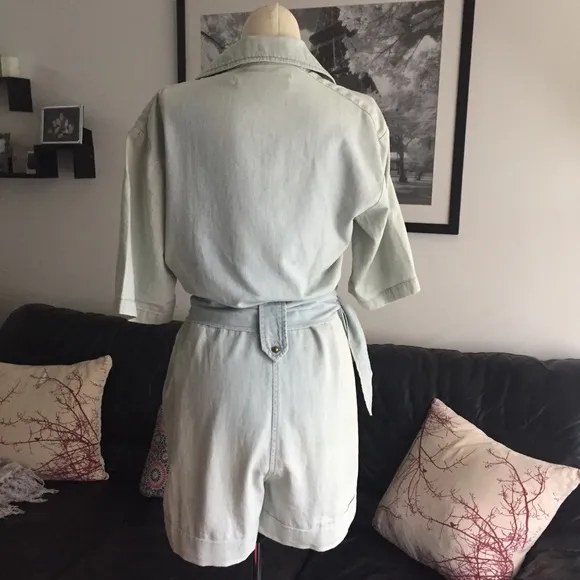 French Connection Light Belted Denim Romper S. 2