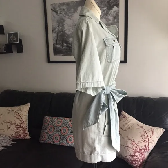 French Connection Light Belted Denim Romper S. 2