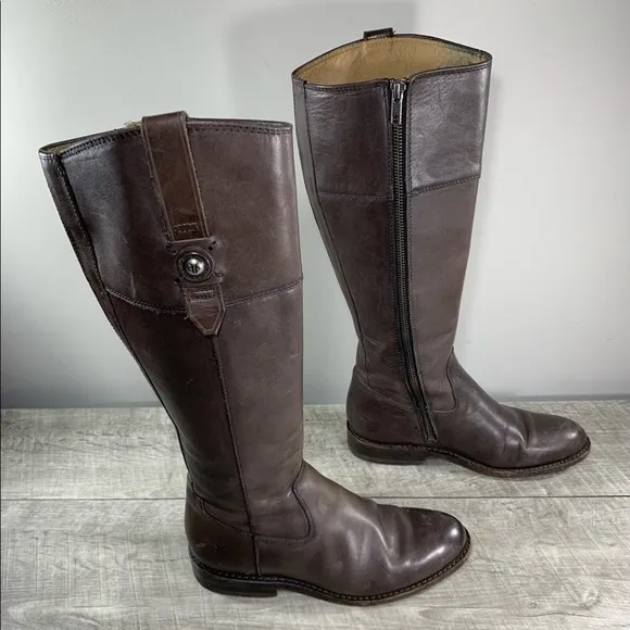 FRYE 76095 Jayden Button Tall Brown Leather Womens Riding Booties Boots Size 6.5