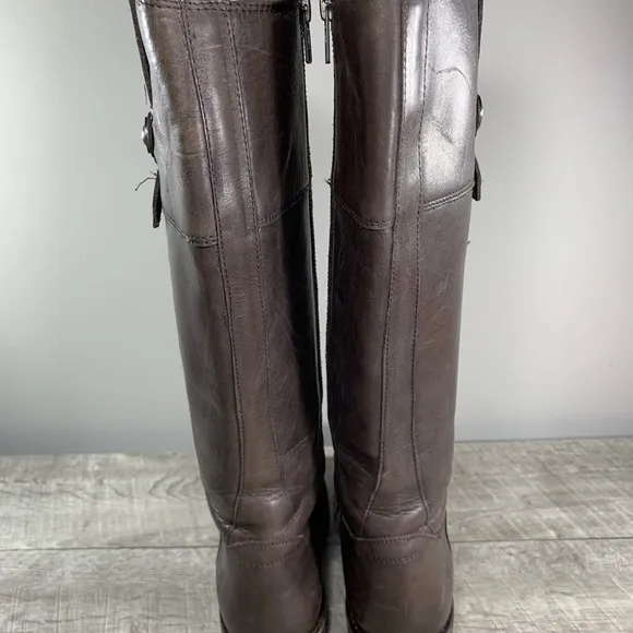 FRYE 76095 Jayden Button Tall Brown Leather Womens Riding Booties Boots Size 6.5