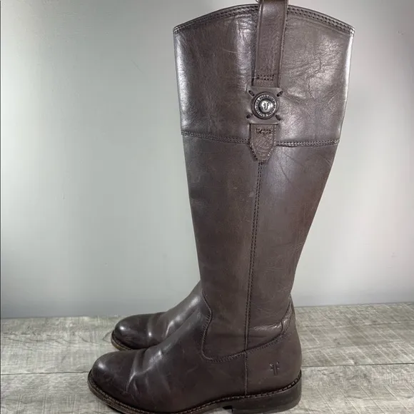 FRYE 76095 Jayden Button Tall Brown Leather Womens Riding Booties Boots Size 6.5