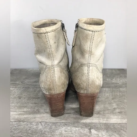 Frye 76982 Patty Artisan Zip Washed Leather Stacked Heel Womens Bootie Boots 7.5